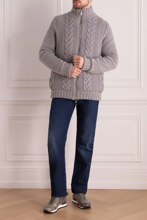 Schiatti man men's cardigan made of cashmere and squirrel fur, gray купить с ценами и фото 133400 - photo 2