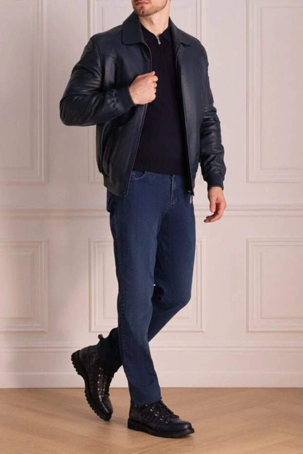 Schiatti man blue leather jacket for men купить с ценами и фото 133406 - photo 2