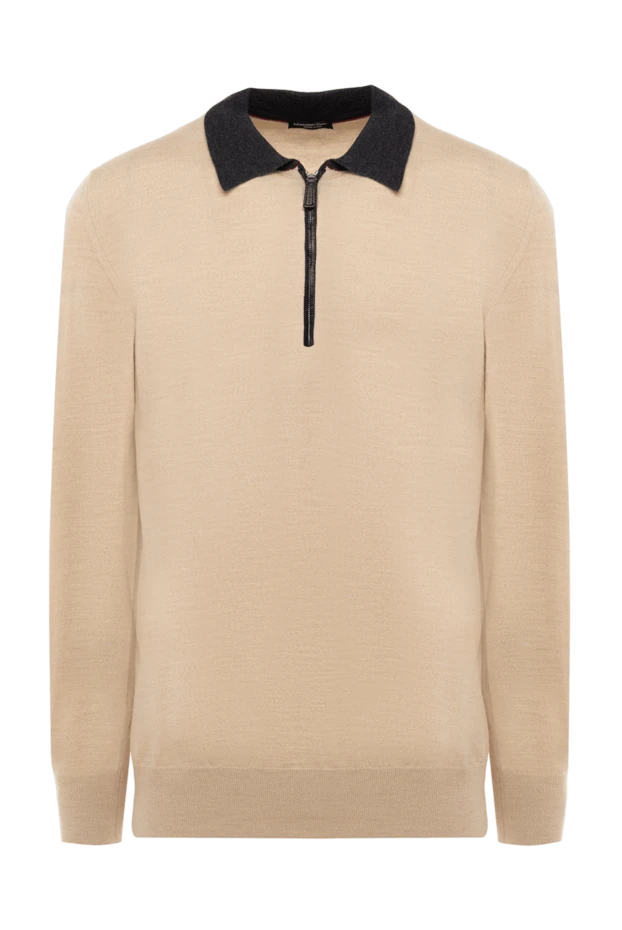 Massimo Sforza man long sleeve polo in wool, silk and cashmere beige for men купить с ценами и фото 133490 - photo 1