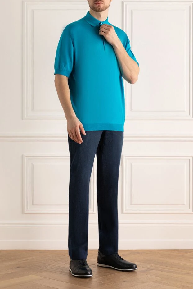 John Smedley man blue cotton polo for men купить с ценами и фото 133548 - photo 2