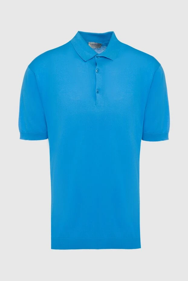 John Smedley поло хлопковое голубое трикотажное на пуговицах мужское 195536 - фото 1