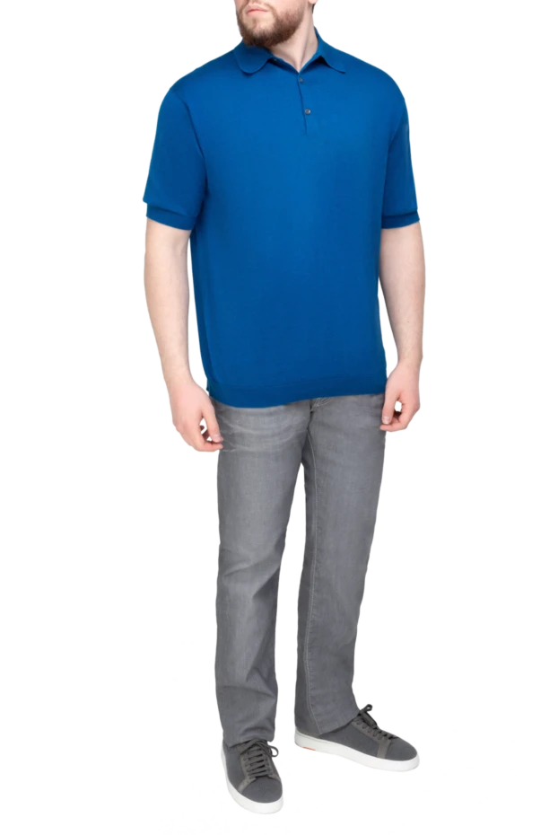 John Smedley поло из хлопка синее мужское 195464 - photo 2