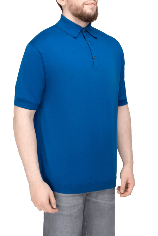 John Smedley поло из хлопка синее мужское 195464 - photo 3