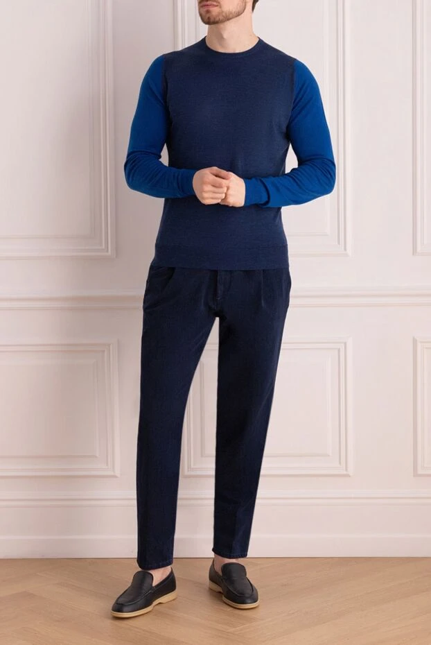 John Smedley man wool jumper blue for men купить с ценами и фото 133553 - photo 2