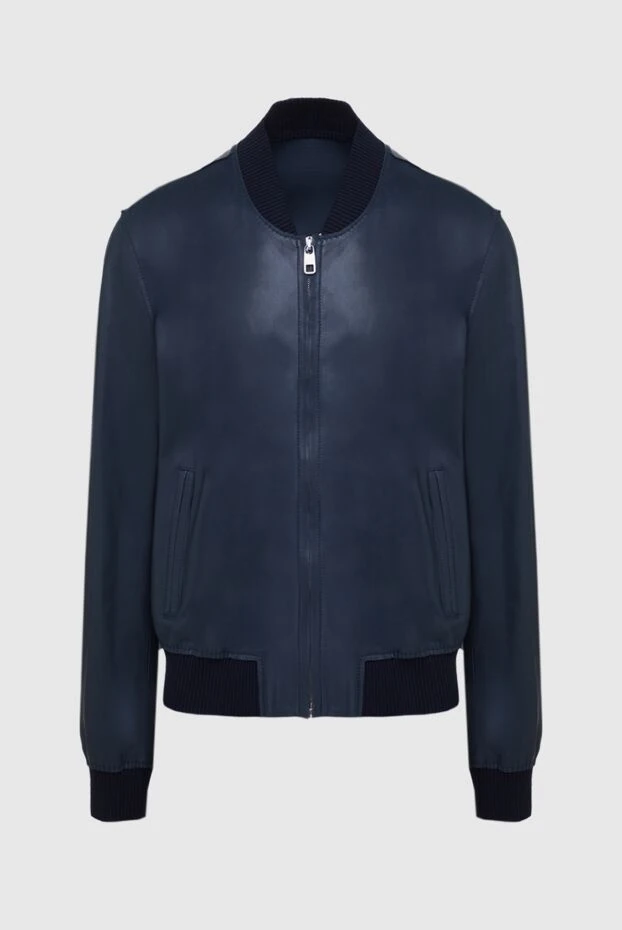 Dolce & Gabbana man blue leather jacket for men купить с ценами и фото 133672 - photo 1