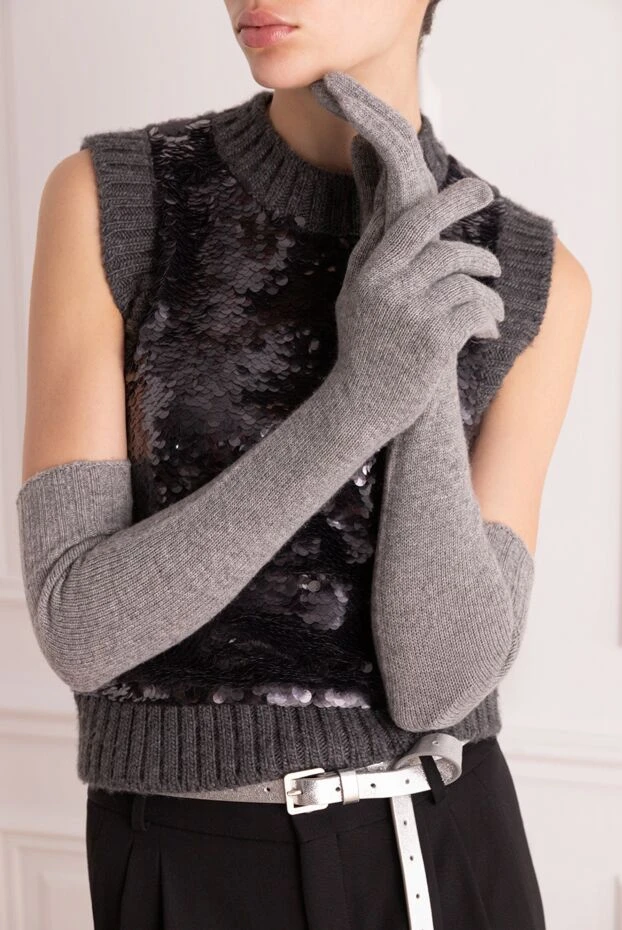 Dolce & Gabbana woman gray long cashmere gloves for women купить с ценами и фото 133708 - photo 2