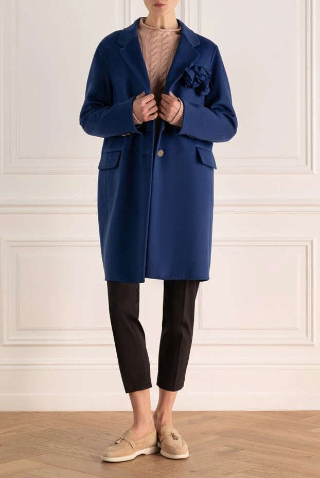 Ermanno Scervino woman women's blue wool coat купить с ценами и фото 133780 - photo 2