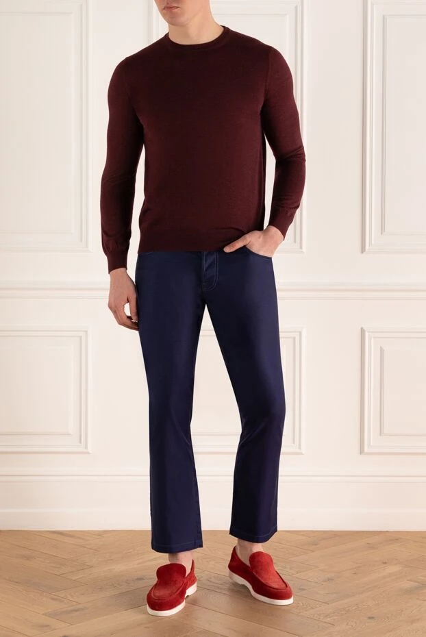 Corneliani man blue wool trousers for men купить с ценами и фото 133837 - photo 2