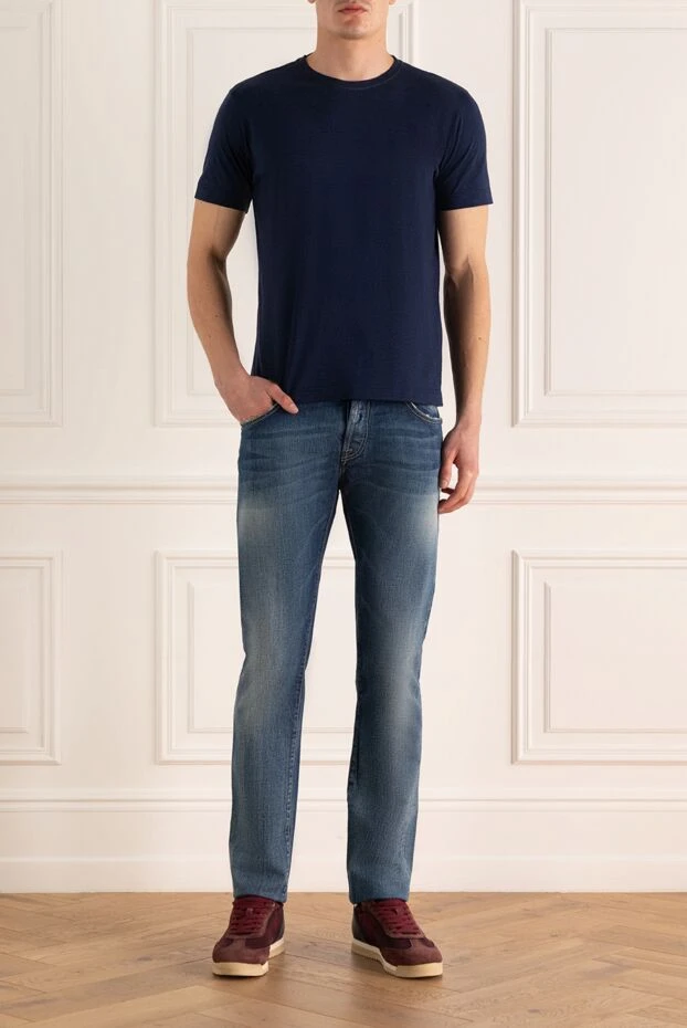 Corneliani man blue cotton jeans for men купить с ценами и фото 133840 - photo 2