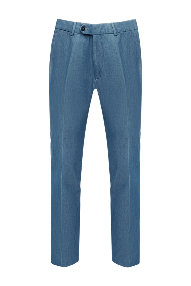 Corneliani man blue cotton trousers for men купить с ценами и фото 133842 - photo 1