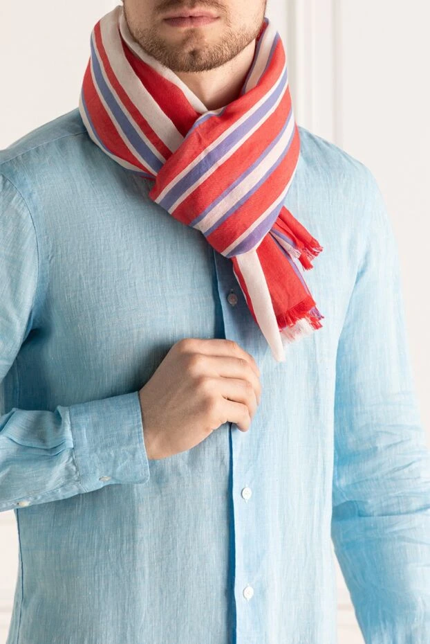 Corneliani man red cotton and linen scarf for men купить с ценами и фото 133893 - photo 2