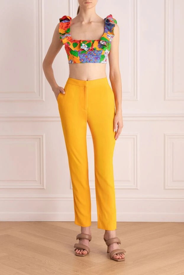 MSGM woman orange acetate and viscose trousers for women купить с ценами и фото 133972 - photo 2