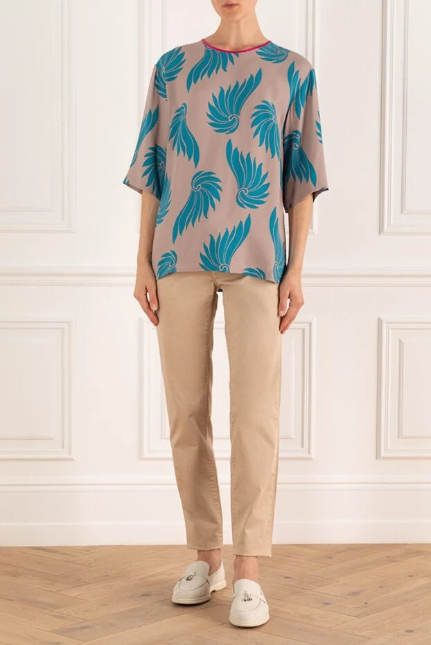 Dries Van Noten блуза женская в контрастный узор бежевая 133989 - фото 3