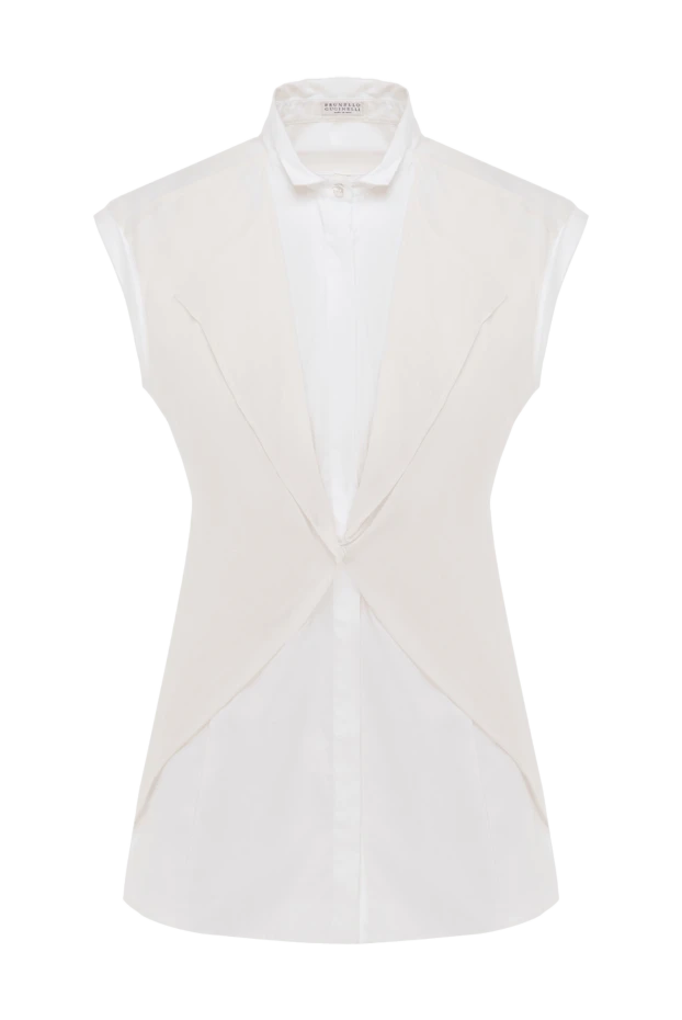 Brunello Cucinelli woman white cotton and polyamide shirt for women купить с ценами и фото 134034 - photo 1