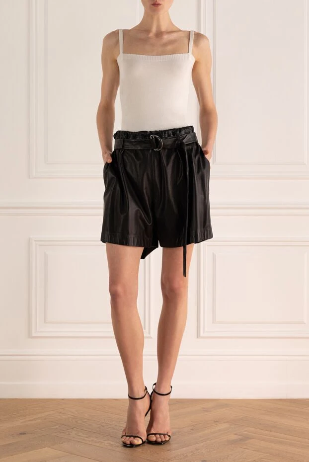 Brunello Cucinelli woman black leather shorts for women купить с ценами и фото 134040 - photo 2