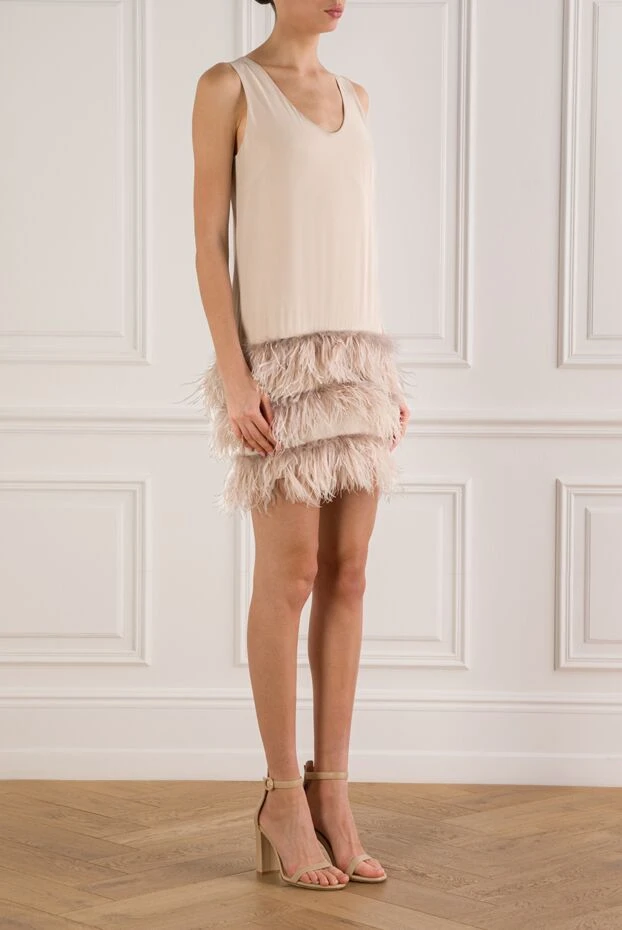 Brunello Cucinelli sleeveless dress with a feather skirt in pastel shades
 134086 - photo 3