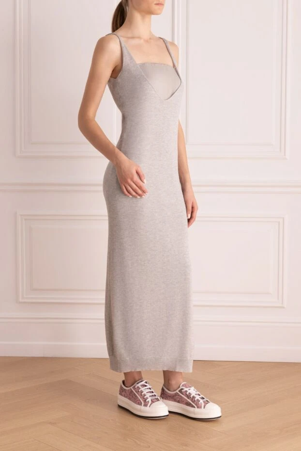 Brunello Cucinelli gray silk and wool dress for women 134089 - photo 3