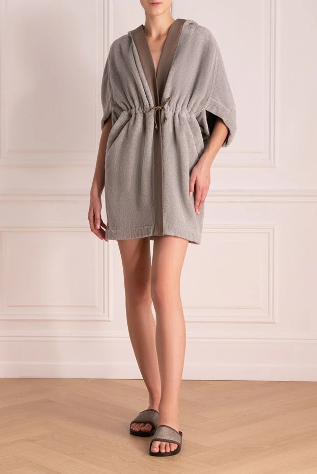 Brunello Cucinelli woman gray cotton dressing gown купить с ценами и фото 134140 - photo 2