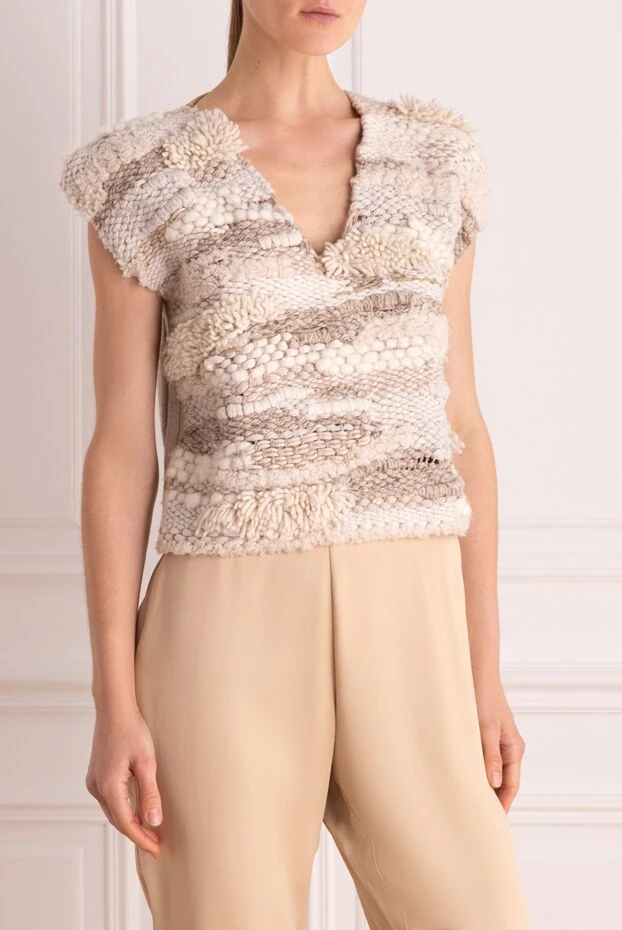 Brunello Cucinelli cashmere top for women beige 134159 - photo 3