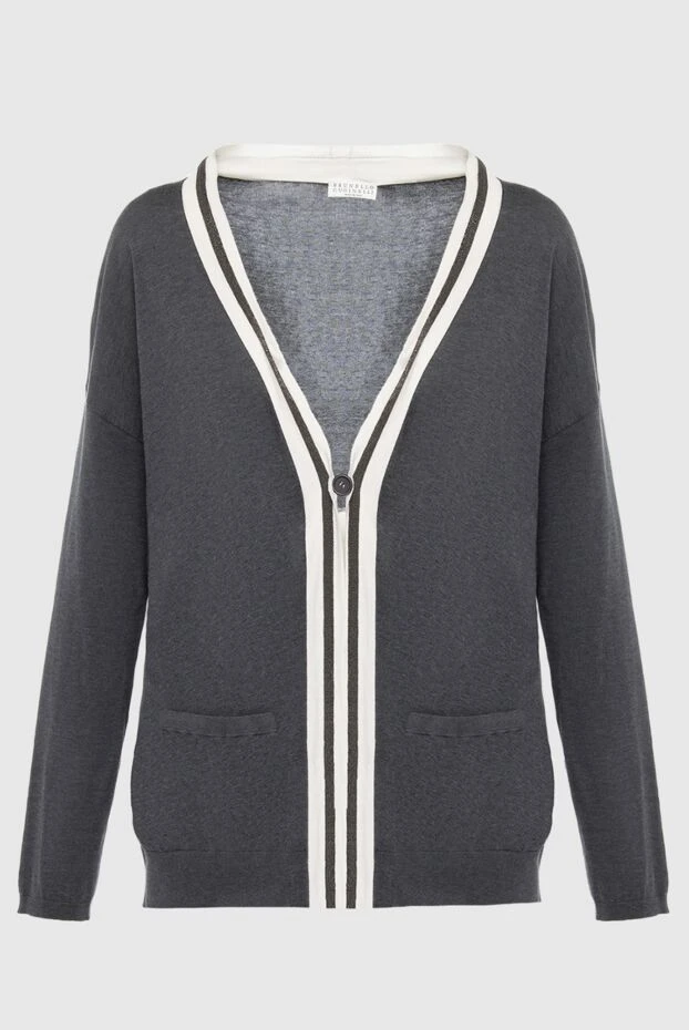 Brunello Cucinelli woman gray cotton cardigan for women купить с ценами и фото 134176 - photo 1