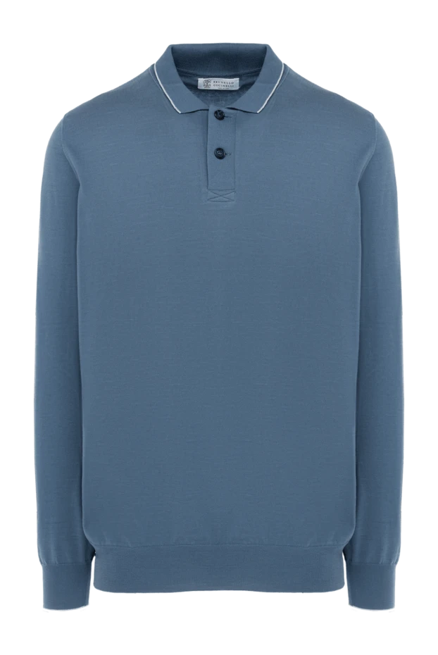 Brunello Cucinelli man long sleeve cotton polo blue for men купить с ценами и фото 134188 - photo 1