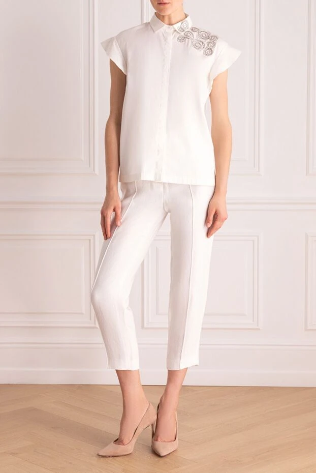 Brunello Cucinelli woman white cotton and polyamide shirt for women купить с ценами и фото 134212 - photo 2