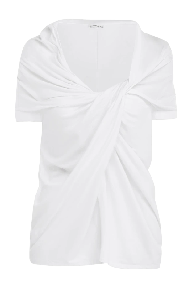 Brunello Cucinelli woman white cotton and lycra t-shirt for women купить с ценами и фото 134218 - photo 1