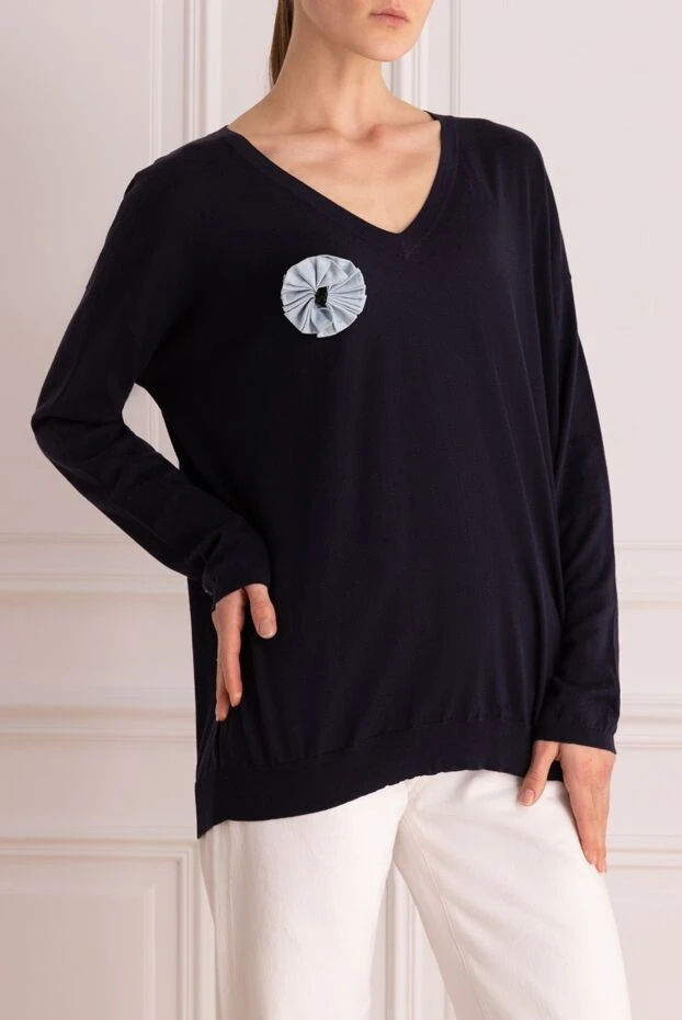 Brunello Cucinelli blue cotton jumper for women 134222 - photo 3