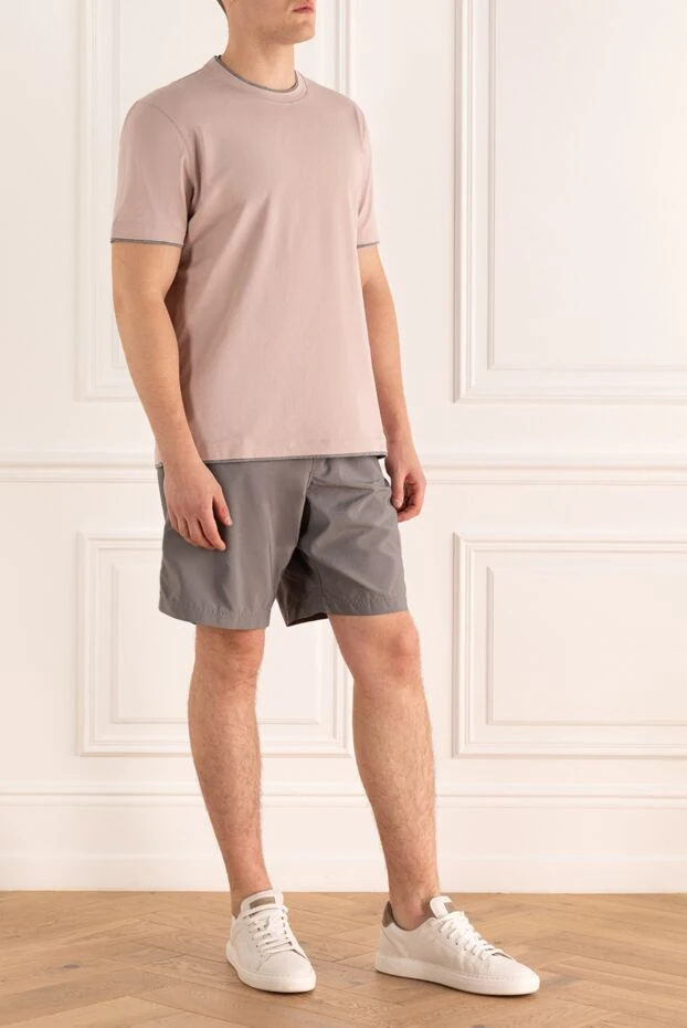 Brunello Cucinelli man men's gray polyester beach shorts купить с ценами и фото 134232 - photo 2