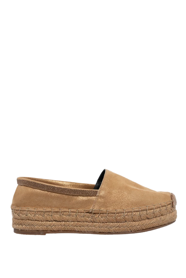 Brunello Cucinelli woman brown leather espadrilles for women купить с ценами и фото 134288 - photo 1