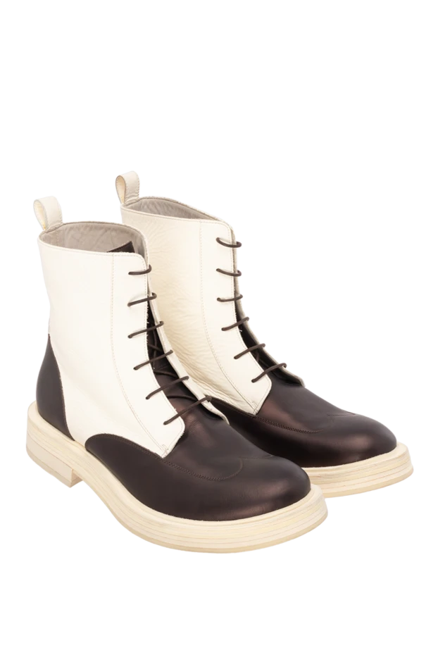 Brunello Cucinelli women's brown leather boots with contrasting inserts 134295 - photo 3