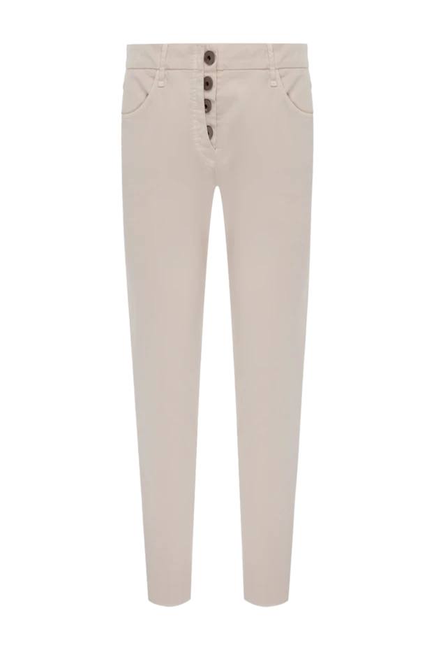 Brunello Cucinelli woman beige cotton trousers for women купить с ценами и фото 134331 - photo 1