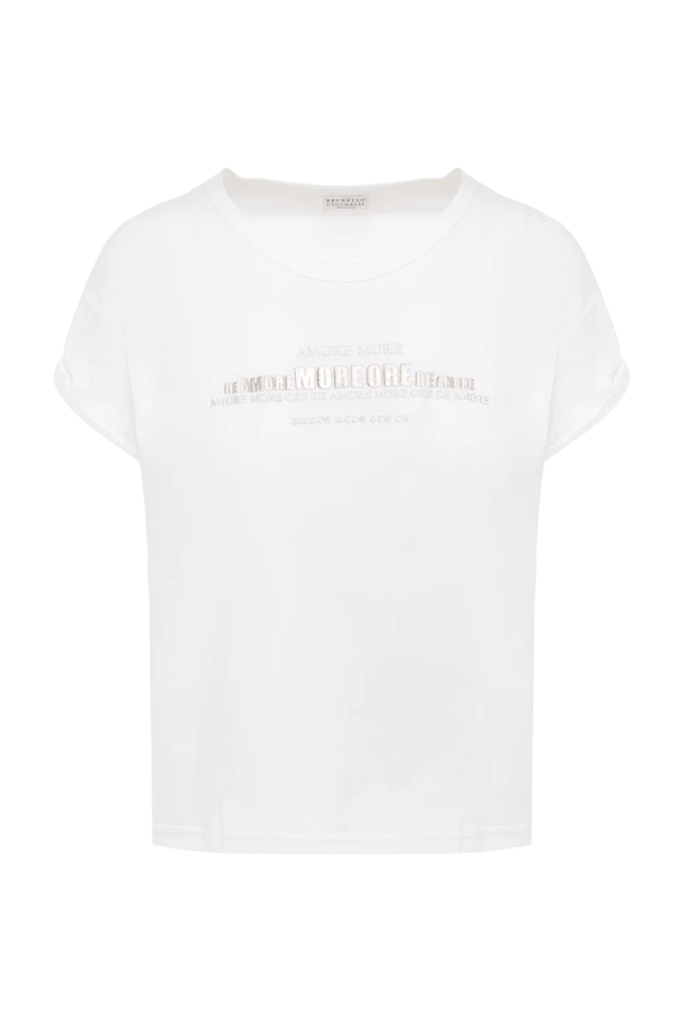 Brunello Cucinelli woman white cotton t-shirt for women купить с ценами и фото 134337 - photo 1