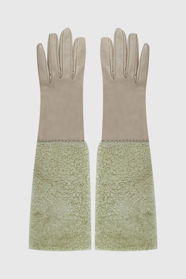 Brunello Cucinelli woman women's beige leather gloves купить с ценами и фото 134342 - photo 1