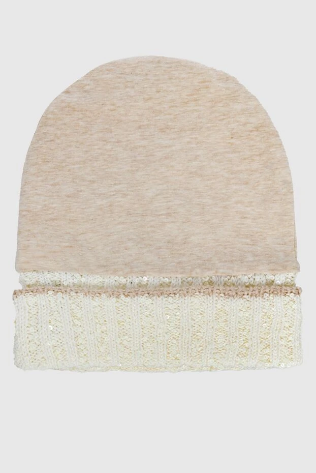 Brunello Cucinelli шапка из хлопка и льна бежевая женская 134347 - фото 3