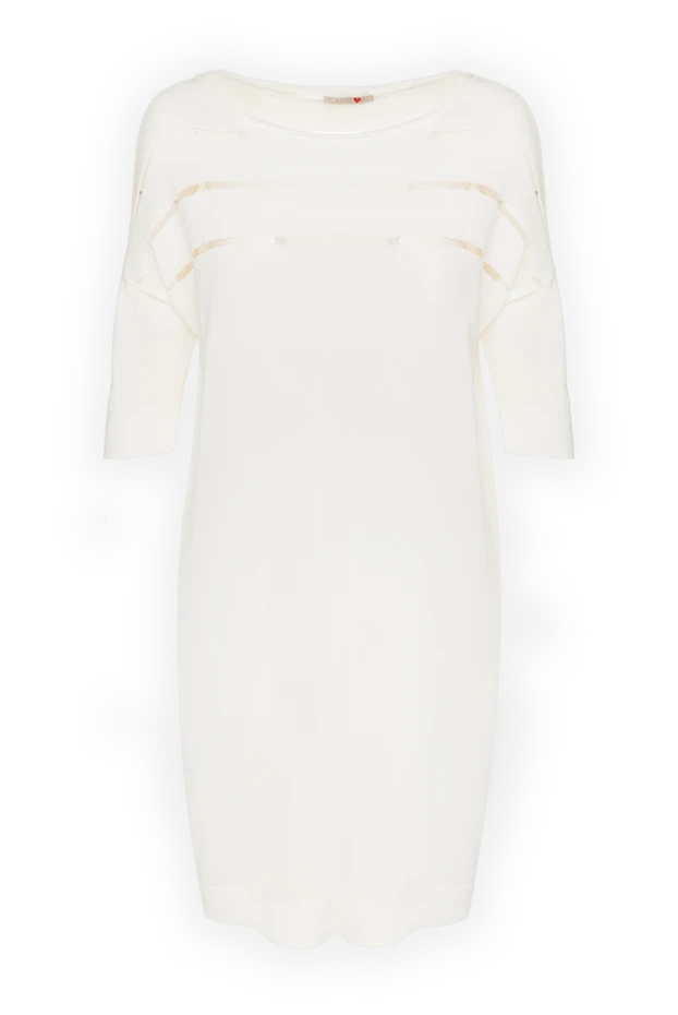 Платье из вискозы и хлопка белое женское - фото 1