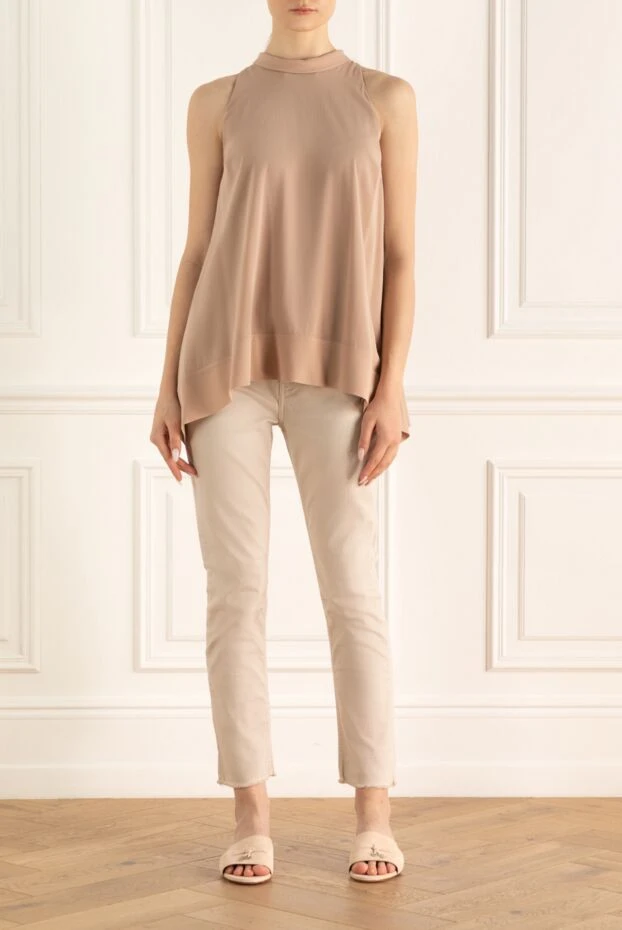 Brunello Cucinelli woman beige women's polyamide and silk and elastane top купить с ценами и фото 134698 - photo 2