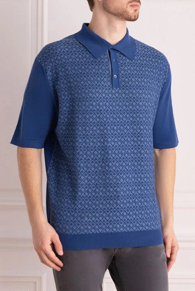 Cesare di Napoli man cotton and silk polo blue for men 134826 - photo 3