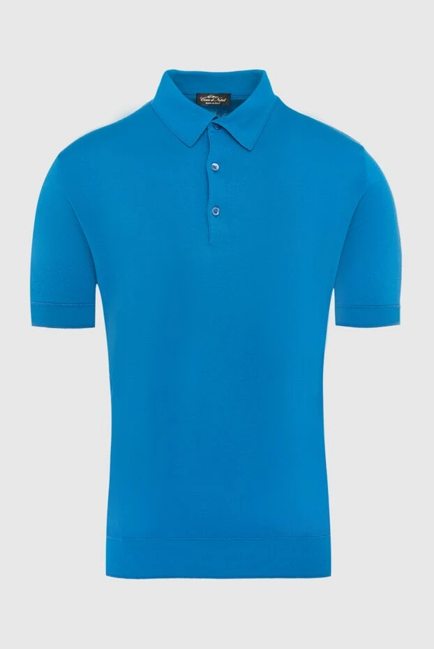 Cesare di Napoli man blue cotton and silk polo shirt for men купить с ценами и фото 134844 - photo 1