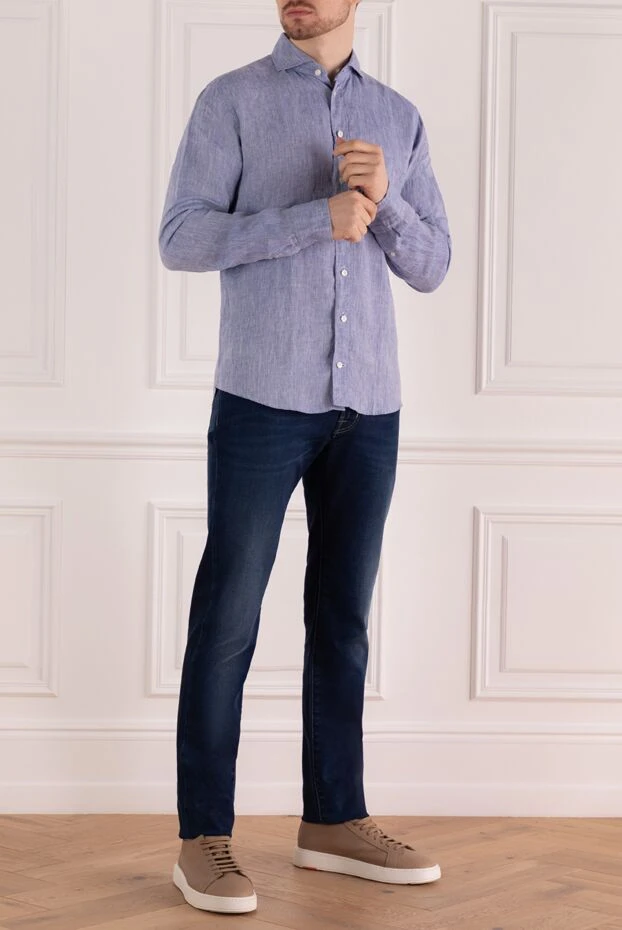 Eton man men's blue linen shirt купить с ценами и фото 134869 - photo 2