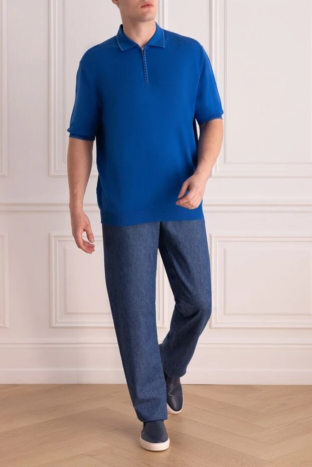 Cesare di Napoli man cotton polo blue for men купить с ценами и фото 134990 - photo 2