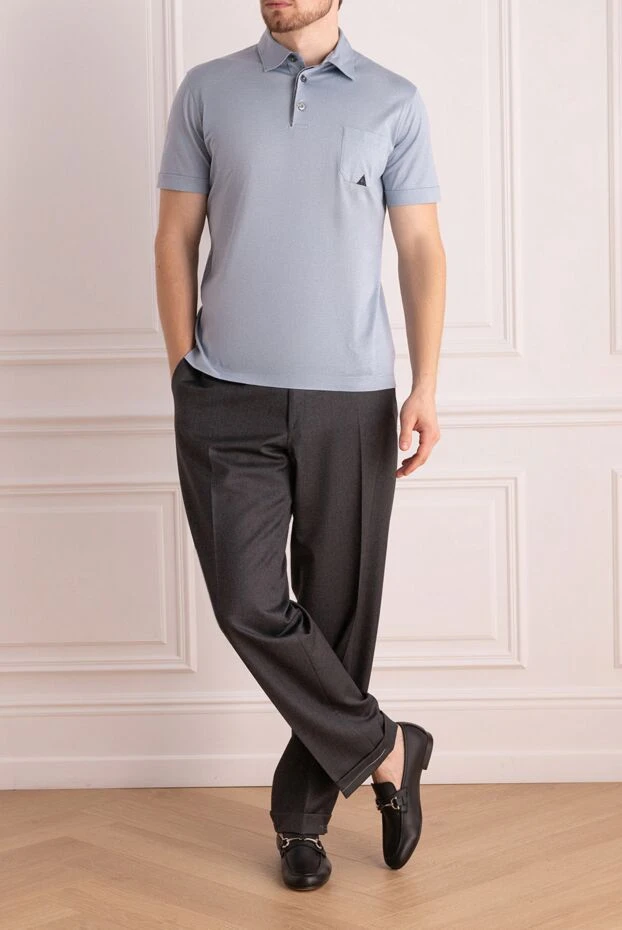 Cortigiani man blue cotton polo for men купить с ценами и фото 135158 - photo 2