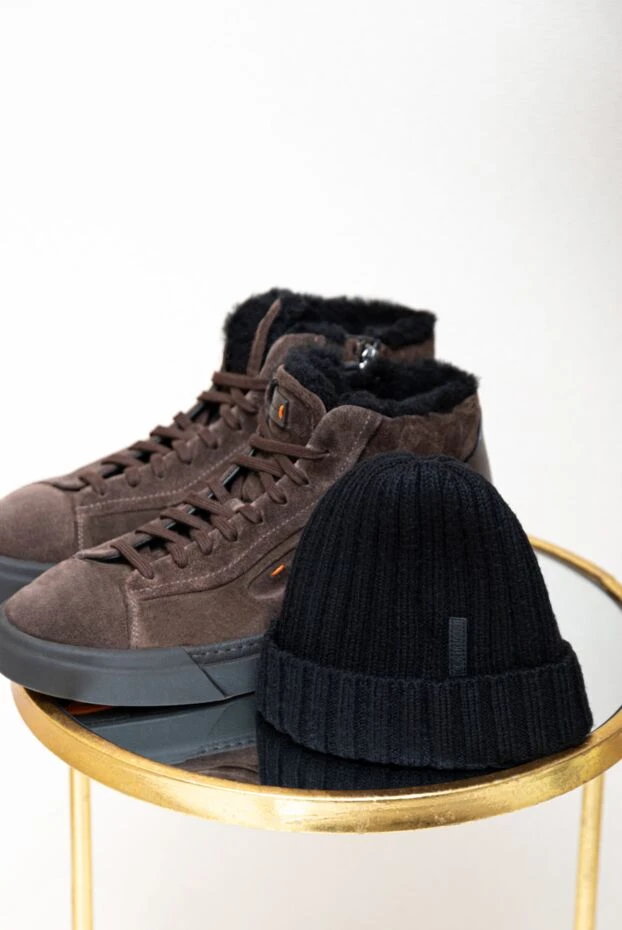 Cortigiani шерстяная шапка чёрного цвета с рельефной вязкой в крупный рубчик
 135182 - фото 2