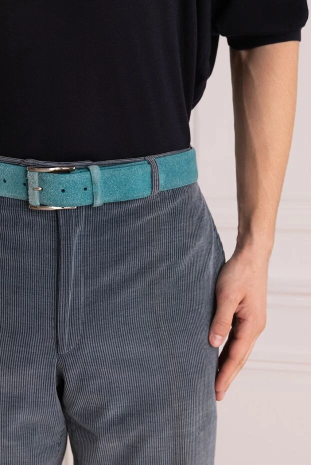 Cesare di Napoli man blue leather belt for men купить с ценами и фото 135201 - photo 2