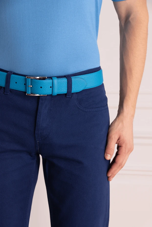 Cesare di Napoli man leather belt blue for men купить с ценами и фото 135210 - photo 2