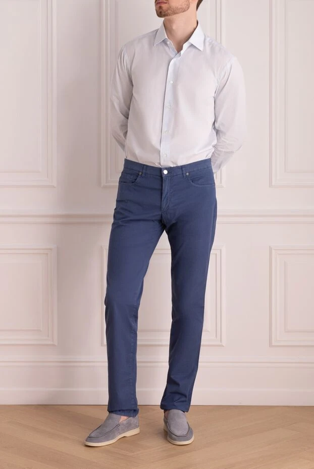 Tombolini man men's blue cotton and elastane trousers купить с ценами и фото 135265 - photo 2