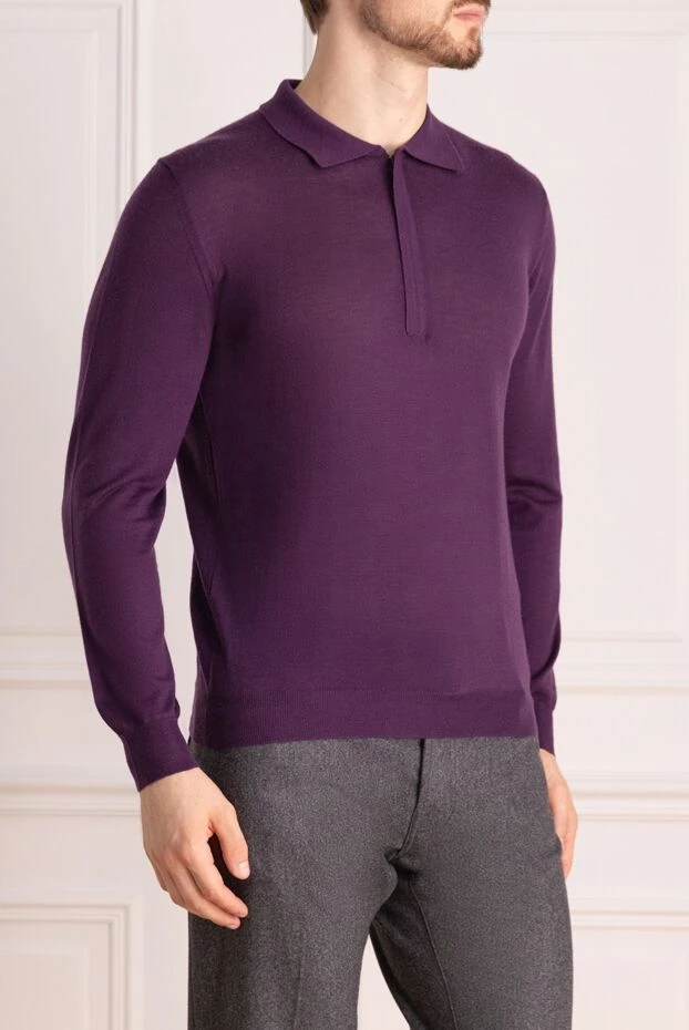 Pashmere man men's long sleeve cashmere polo purple 135312 - photo 3