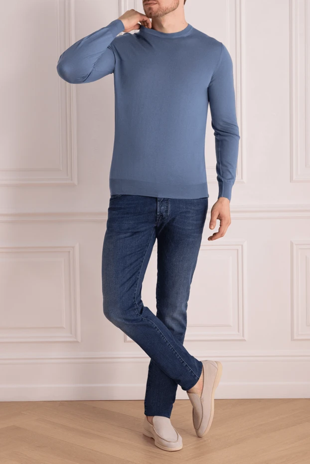 Pashmere man cashmere jumper blue for men купить с ценами и фото 135315 - photo 2