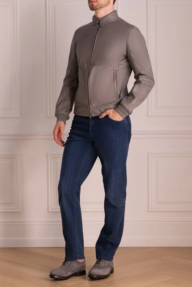 Gallotti man gray leather jacket for men купить с ценами и фото 135520 - photo 2