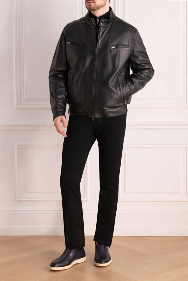 Gallotti man black leather jacket for men купить с ценами и фото 135523 - photo 2